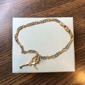 Italian 14k Two Toned Gold Figure Skating Bracelet